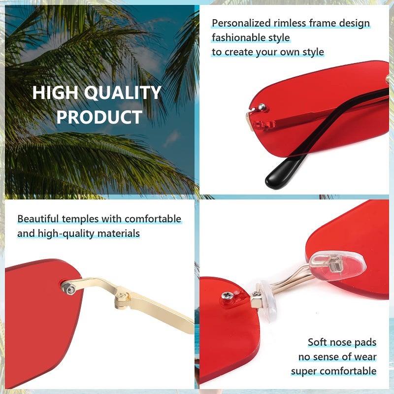 FEISEDY Rimless Sunglasses Y2K Sunglasses Retro Small Narrow Clear Eyewear Vintage Rectangle for Women Men B2643 - Image 5